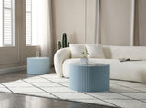 MDF Nesting Table Set of 2,Handcraft Round Coffee Table for Living Room/Leisure Area, Blue W87682178