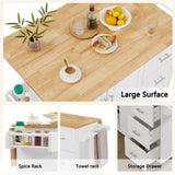 Kitchen Island with Drop Leaf Countertop, Rolling Kitchen Island Cart , Barn Door Kitchen Island W1820P195005