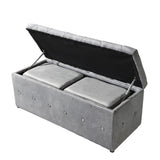 1 Piece Rectangular Storage Ottoman Short velvet with 2 Set Ottomans W2297P311297