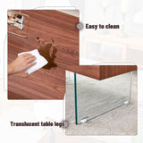 Walnut Colored MDF Coffee Table - 39.3"x21.6" with Tempered Glass Legs.Density Board W1151P233516