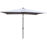 10 x 6.5t Rectangular Patio Solar LED Lighted Outdoor Umbrellas with Crank and Push Button Tilt for W65642332