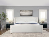 Carmen King Upholstered Wingback Panel Bed Frame, Antique White Polyester B2719P238234