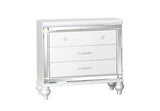 Modern style Mirror Framed Nightstand Made with Wood in White 808857739766
