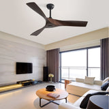 ZNTS 52 Inch Ceiling Fan Without Light, 3 ABS Blades Outdoor Ceiling Fan 6-speed Reversible DC Motor for W934P156667