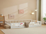 White Full-Size Wooden Toddler Crib Bed with Door & Floorboard Convertible Kids Safety Bed 91517336
