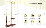 70" Tall Industrial Coat Rack for Entryway, Solid Wood & Stainless Steel Clothing Rack, Double Layer W2920P276824