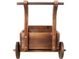 Wooden Wagon Box, Mobile Garden with 4 Wheels, Handle, Drain Hole, Decorative Flower 32362630