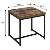 Weathered Oak and Black Rectangular End Table B062P181351