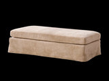 46" Wide Modern Upholstered Chenille Ottoman, Foot Stool Square Footrest with Black Metal Legs for W3098P356195