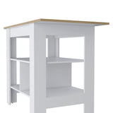 Adeline 3-Shelf Kitchen Island White and Macadamia B062103269