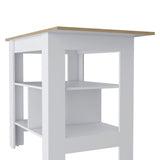 ZNTS Adeline 3-Shelf Kitchen Island White and Macadamia B062103269