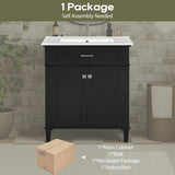 ZNTS 30-inch bathroom vanity with ceramic basin, soft close door and adjustable shelves N729P173380B