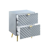 2 Drawers MDF Nightstand in Gray High Gloss Finish B016P257195