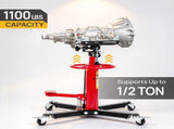 Transmission Jack, 1100 lbs 1/2Ton Hydraulic 2-Stage High Lift Vertical Telescoping Floor Jack 76908572