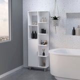 ZNTS Natalie White 9-Shelf Linen Cabinet B062P175040