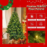 ZNTS 6FT Grass Green Christmas Tree, Large Branches Pine Tree, Pre-Lit Set with Tree & Garland & Wreath, 97534144