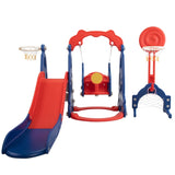 ZNTS 5 in 1 Slide and Swing Playing Set, Toddler Extra-Long Slide with 2 Basketball Hoops, Football, W2181P149199