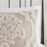 King/Cal King 3 piece Tufted Cotton Chenille Damask Duvet Cover Set B03597348