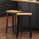 K&K Solid Wood Bar Stools , 25.6" Tall Set of 2 Bar Chairs, Kitchen Counter Stools N707P185529B
