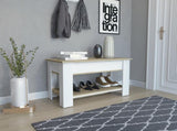 Karmen 1-Shelf Lid Top Storage Table Light Oak and White B06280111
