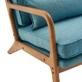 ZNTS Oak Armrest Oak Upholstered Single Lounge Chair Indoor Lounge Chair Teal 35782553