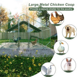 ZNTS 10 x 13ft Outdoor Large Metal Chicken Run Coop with 1 piece of Waterproof Cover, Garden Backyard 75157167