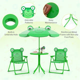 4 Pieces Folding Kids Table and Chair Set with Height Adjustable Sun Umbrella 51184271