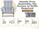 Gray Weatherproof HDPE Outdoor Adirondack Chair, 330LBS Capacity Ergonomic Patio Lounge Chair with 96564921