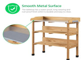 Outdoor Potting Bench Table with Storage Shelf,Natural Wood 23285297