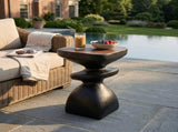 Black Abstract Tiered MGO Side Table, Sculptural Irregular Accent End Table, Pre-Assembled Non-KD, N770P473002B