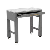 ZNTS Light Gray Counter Height Table w NESTED TABLE Dining Room Furniture Faux Marble Top Table B011P232972