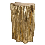 13.5x13x20" Unique Golden Tree Trunk Stool, Antique Gold Distressed Accent Side Table W2078P282133