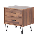 ZNTS Walnut 2-Drawer Accent Table with Hairpin Legs B062P181398