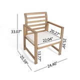 Outdoor Acacia Wood Club Chairs, 2-Pcs Set, Natural Stained / White, 25.5"D x 24.5"W x 33.0"H 56836.00