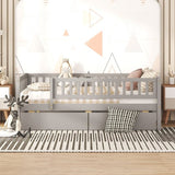 Full Size Daybed Wood Bed with Two Drawers, Gray WF301868AAE