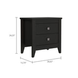 Amara Nightstand , End Table, Side Table Two Shelves, Four Legs -Black B07091819