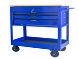 3 DRAWERS MULTIFUNCTIONAL TOOL CART WITH WHEELS AND WOODEN TOP-Blue W1102P316944