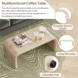 TREXM Minimalist Coffee Table with Curved Art Deco Design for Living Room or Dining Room WF317095AAD