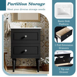 24'' Bathroom Vanity with Ceramic Sink Combo Set, Solid Wood Frame Modern Bathroom Storage N710P195621B