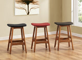 Solid Wood Walnut Finish Counter Height Stools Set of 2 Red Faux Leather Seat Mid-Century Modern B011P172708