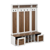5-in-1 Entryway Bench with Coat Rack, 7 Sturdy Hooks, 2 Spacious Drawers and Adjustable Shelves, 88805831