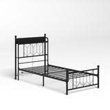 Twin Bed Frames , Headboard and Charging Station & LED Light for Bedroom, Solid and Stable, Noise W2129P314785