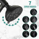 Drill-Free Stainless Steel Slide Bar Combo Rain Showerhead 7-Setting Hand, Dual Shower Head Spa W1219P155534