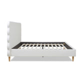 Stockholm Modern Wavy Headboard Platform Bed, King, Antique White Polyester B2719P238206