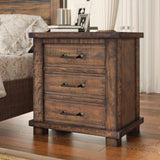 Rustic Three Drawer Reclaimed Solid Wood Framhouse Nightstand 93301617
