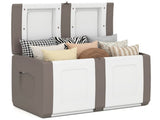 53 Gallon Large Outdoor PP Deck Box Waterproof Storage Box with Lockable Lid & Side Handles-Beige 53661892