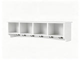 Wall-Mounted Coat Rack with Storage Compartments & Double Hooks, Rustic Brown Wooden Entryway 13056954
