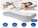 2 PCS Dual Zone Support Bed Pillow, Ergonomic Pillow with Ear Cutout for Side Sleepers, Breathable 01006187