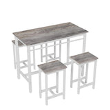 5-piece modern kitchen table with four bar stools Bar table set 5PC,metal frame and MDF, white W578P310676