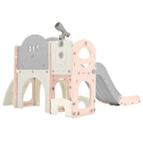 ZNTS Kids Slide Playset Structure 7 in 1, Spaceship Set with Slide, Arch Tunnel, Ring Toss and Basketball 08410877